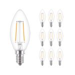 Multipack 10x Philips Corepro LED Candle E14 Filament Clear 2W 250lm - 827 Extra Warm White | Replaces 25W