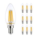 Multipack 10x Noxion Lucent LED E14 Candle Filament Clear 4.5W 470lm - 827 Extra Warm White | Dimmable - Replaces 40W